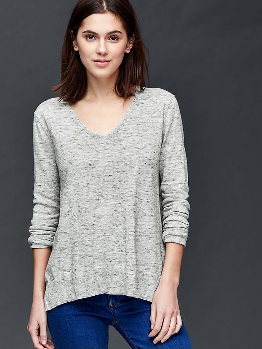 Gap Women Marled V Neck Sweater - Heather Grey
