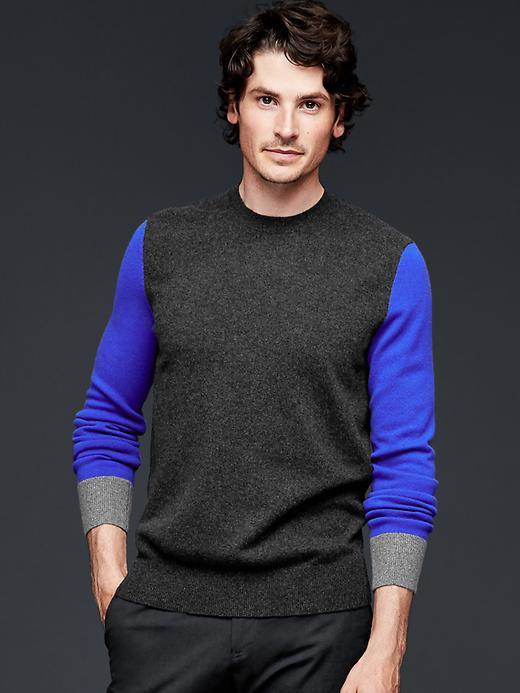 Gap Men Cashmere Colorblock Sweater - Darch Charcoal
