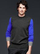 Gap Men Cashmere Colorblock Sweater - Darch Charcoal