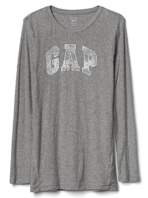 Gap Women Logo Crewneck Long Sleeve Tee - Heather Grey