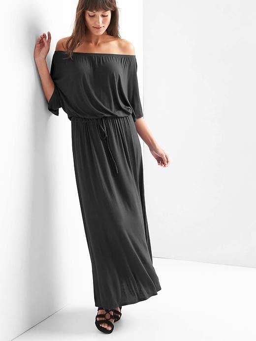 Gap Off Shoulder Maxi Dress - True Black