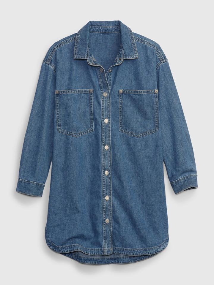 Kids Denim Shirt Dress With Washwell