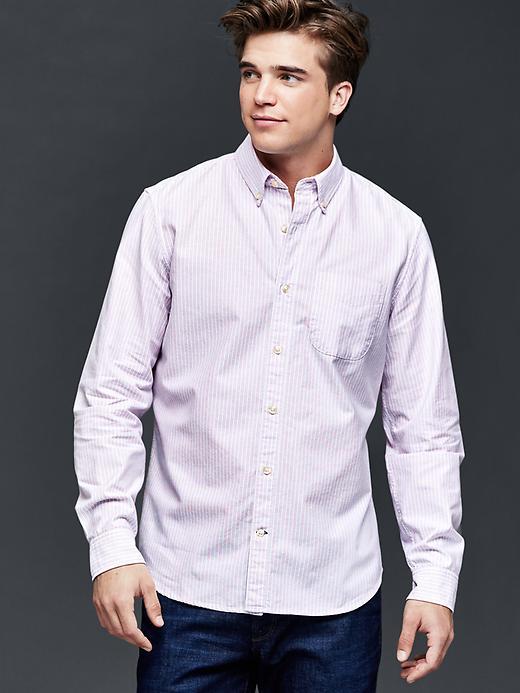 Gap Men Oxford Bengal Stripe Standard Fit Shirt - Primrose Pink