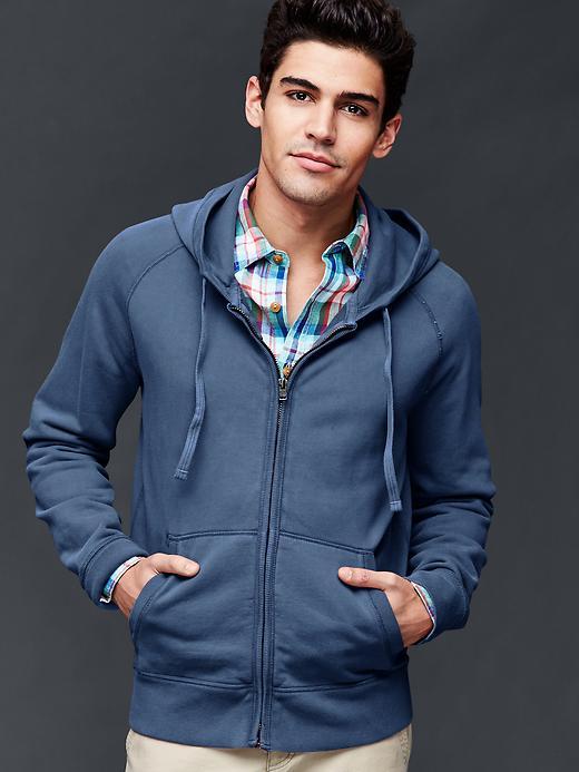 Gap Men Solid Baseball Zip Hoodie - Military Blue