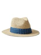 Gap Pleated Chambray Straw Panama Hat - Natural