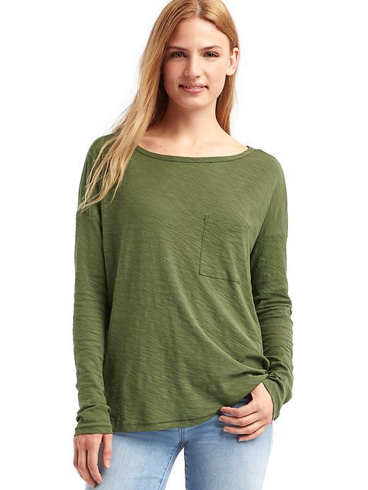 Gap Boatneck Long Sleeve Tee - Army Jacket Green