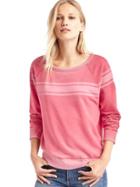 Gap Women Relaxed Yoke Stripe Pullover Sweatshirt - Winterberry