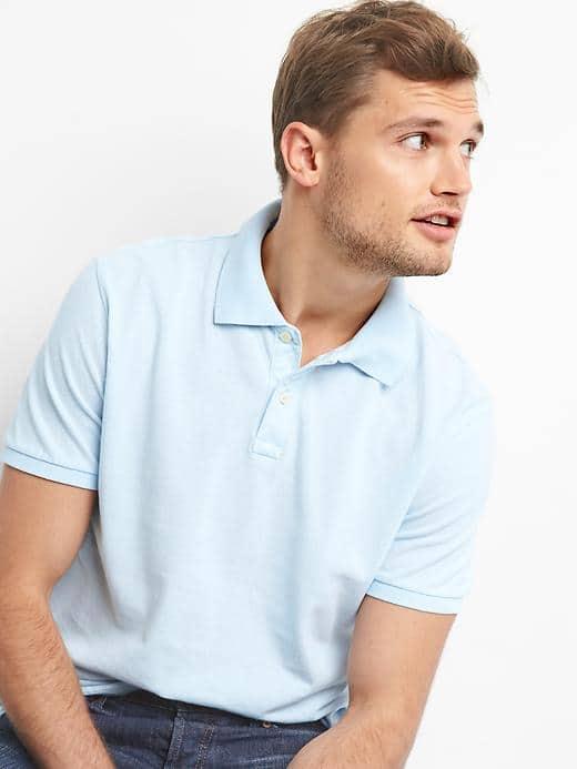 Gap Women Solid Pique Polo - Essential Blue