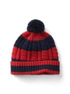Gap Men Striped Cable Knit Beanie - Navy Red Stripe
