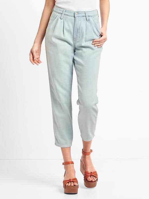 Gap Women High Rise Tencel Denim Trousers - Bleached Indigo