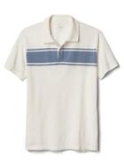 Gap Men Short Sleeve Stripe Pique Polo - New Off White