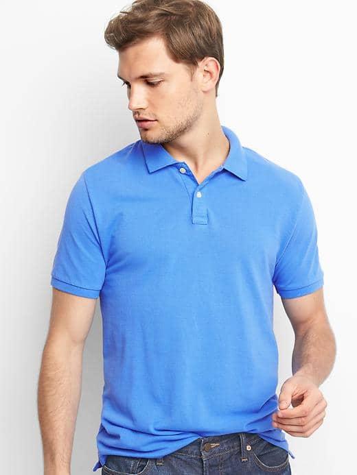 Gap Women Solid Pique Polo - Tile Blue