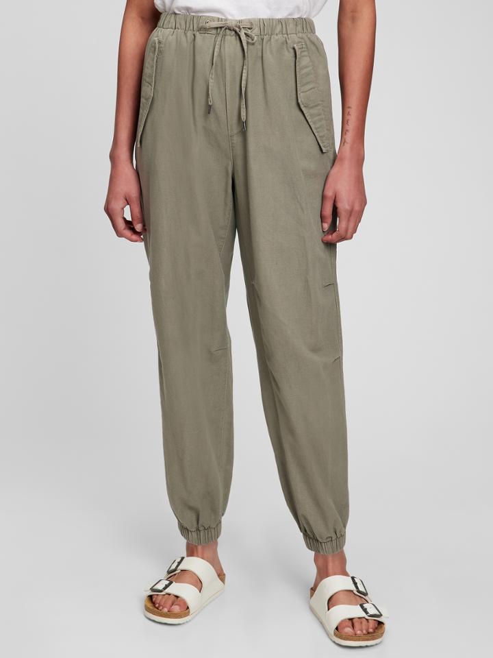 High Rise Linen-cotton Utility Jogger