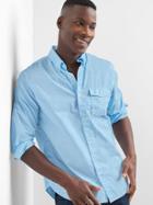 Gap Men True Wash Poplin Standard Fit Shirt - Light Blue