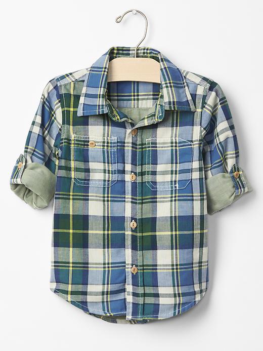 Gap Plaid Double Weave Convertible Shirt - Off White