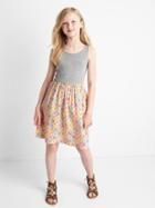 Gap Print Skirt Tank Dress - Light Heather Gray