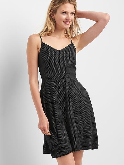 Gap Women Fit And Flair Cami Dress - Black Dot