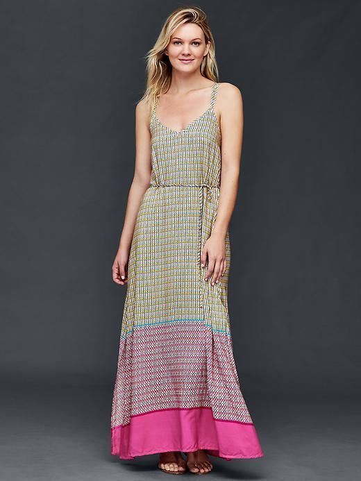 Gap Women Double Strap Print Maxi Dress - Pink Print
