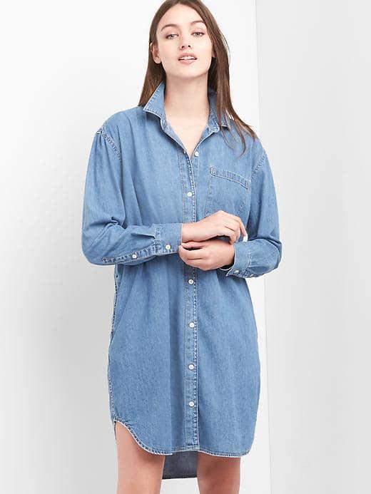 Gap Women Denim Girlfriend Shirtdress - Medium Indigo