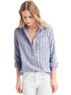 Gap Women Boyfriend Eyelet Popover - Navy Stripe