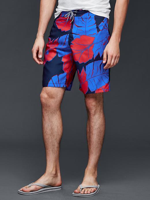 Gap Men Print Board Shorts 10 - Red Palm