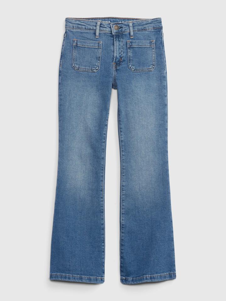 Kids High Rise Flare Jeans With Washwell