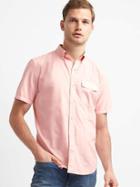 Gap Men Garment Dye Short Sleeve Shirt - Pink Standard