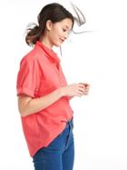Gap Women Roll Cuff Shirt - Rosehip