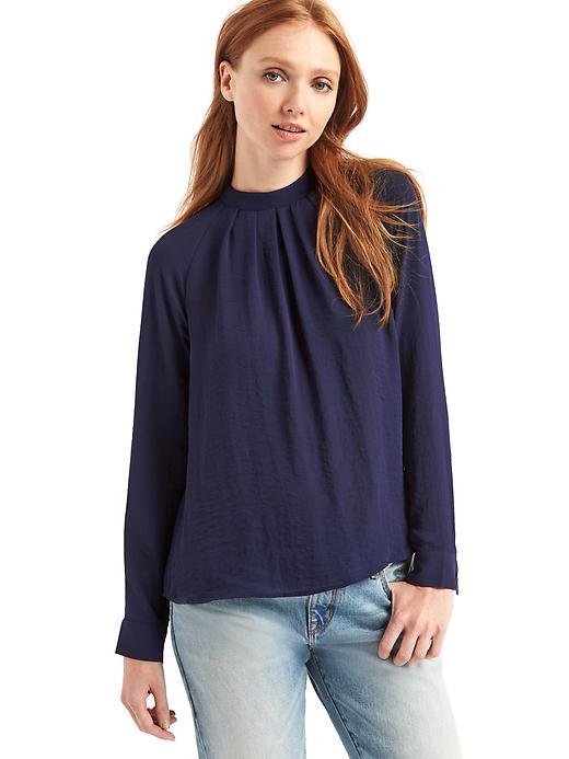 Gap Women Drapey Pleated Blouse - Dark Night