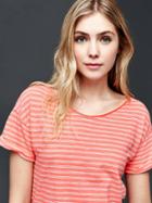 Gap Roll Sleeve Stripe Tee - Coral Reef