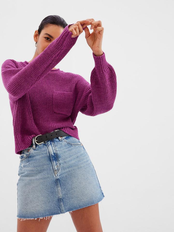 Shaker-stitch Pocket Sweater