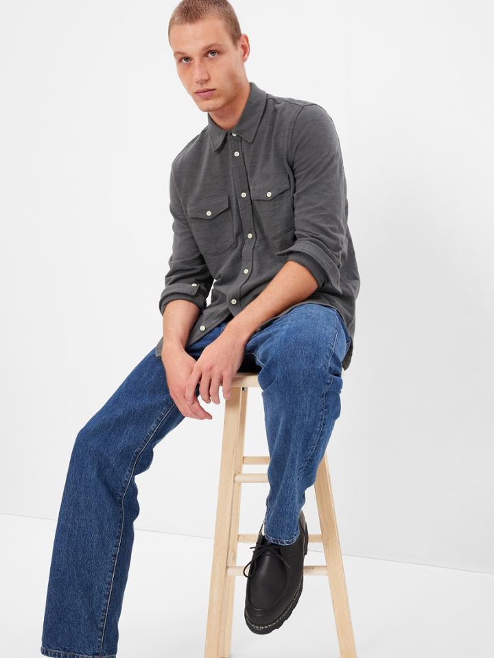 Slub Cotton Button-up Shirt