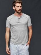 Gap Men Vintage Wash Short Sleeve Henley - Heather Grey