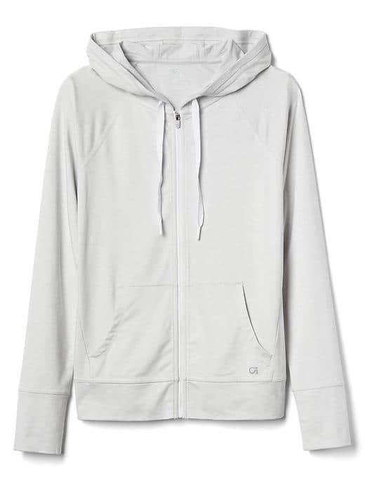 Gap Women Performance Jersey Zip Hoodie - Oatmeal Heather