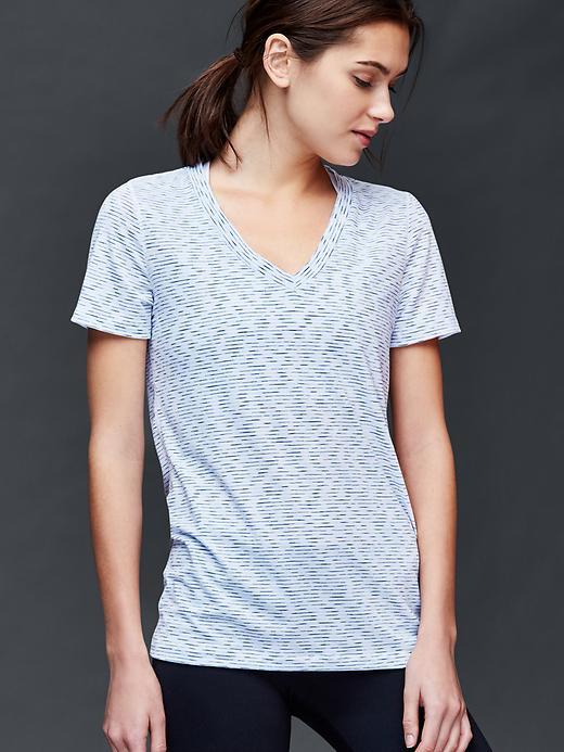 Gap Women Gapfit Breathe Spacedye Stripe Tee - White Combo