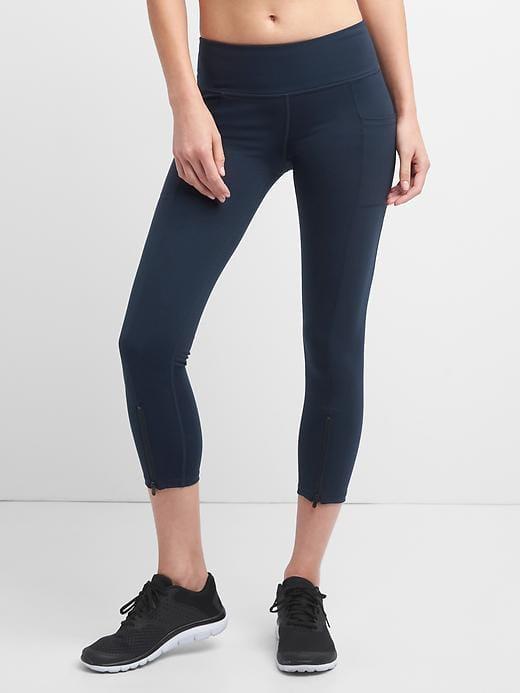 Gap Women Gfast Blackout Ankle Zip Capris - True Indigo