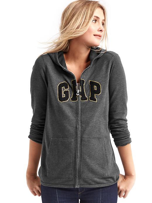 Gap Textured Logo Zip Hoodie - True Black