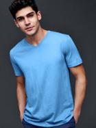 Gap Men Essential Short Sleeve V Neck T Shirt - Clean Blue
