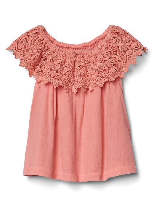Gap Crochet Ruffle Top - Creamy Coral