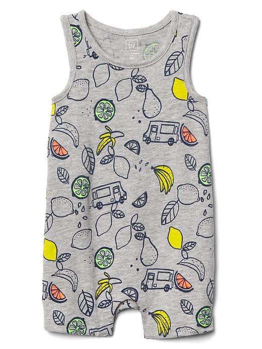 Gap Print Tank Shorty One Piece - Gray