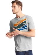 Gap Men Abstract Mountain Graphic Tee - New Heather Grey