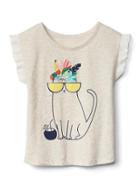 Gap Tropic Graphic Ruffle Tee - Cat