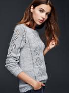 Gap Pointelle Pullover Sweater - Blue Heather