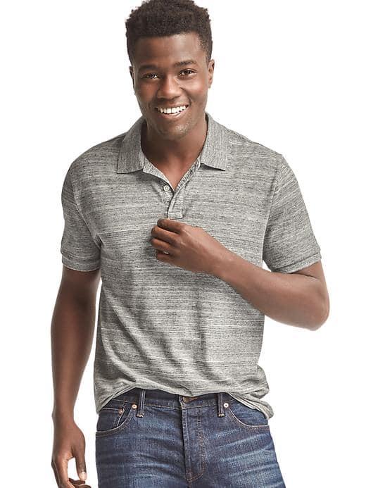 Gap Spacedye Pique Polo - Space Dye Grey Marl