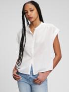 Shirred Button-front Shirt