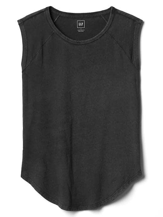 Gap Women Vintage Wash Raglan Cap Sleeve Tee - Midnight Fog