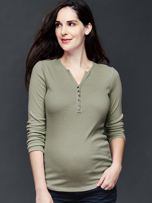 Gap Ribbed Henley Top - Green