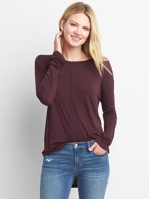 Gap Drapey Long Sleeve Tee - Plum Pie
