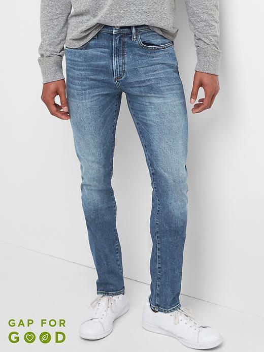 Gap Men Skinny Fit Jeans Stretch - Worn Medium Blue