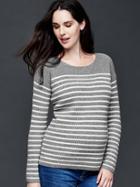 Gap Brooklyn Stripe Scoop Sweater - Gray Stripe